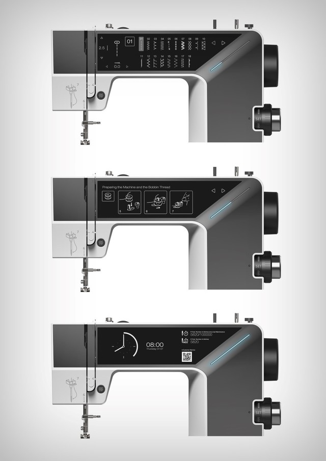 智能电子墨水屏电动缝纫机结构设计;怡美工业设计